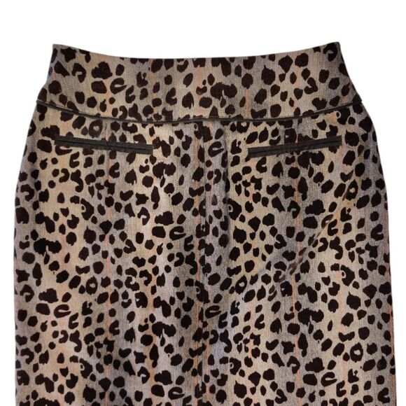 VTG Brown Leopard Velvet Textured High Waist Midi Pencil Skirt Size 6 - Picture 8 of 14